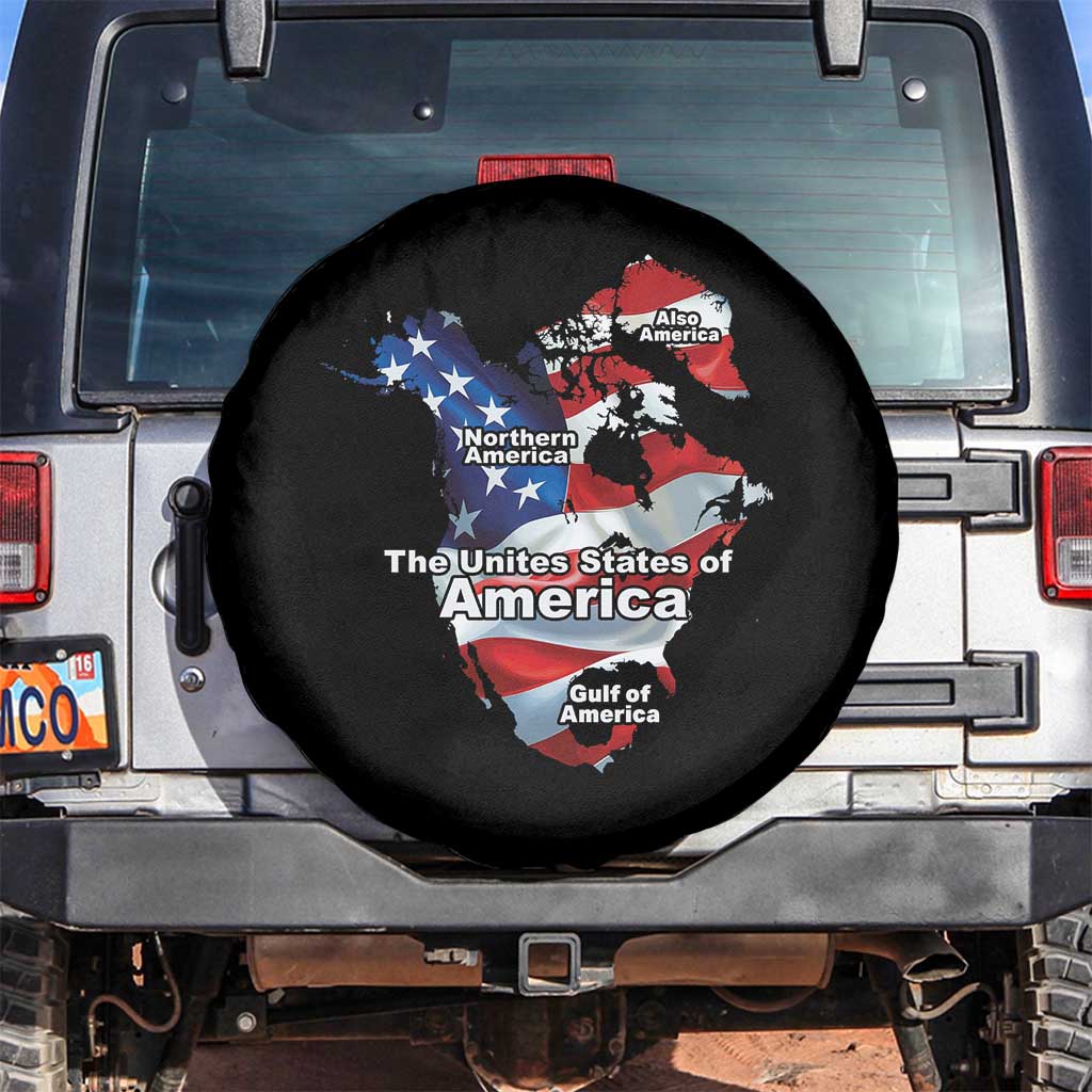 Trump America's Gulf Spare Tire Cover Northen America Map American Flag TS02 No hole Black Print Your Wear