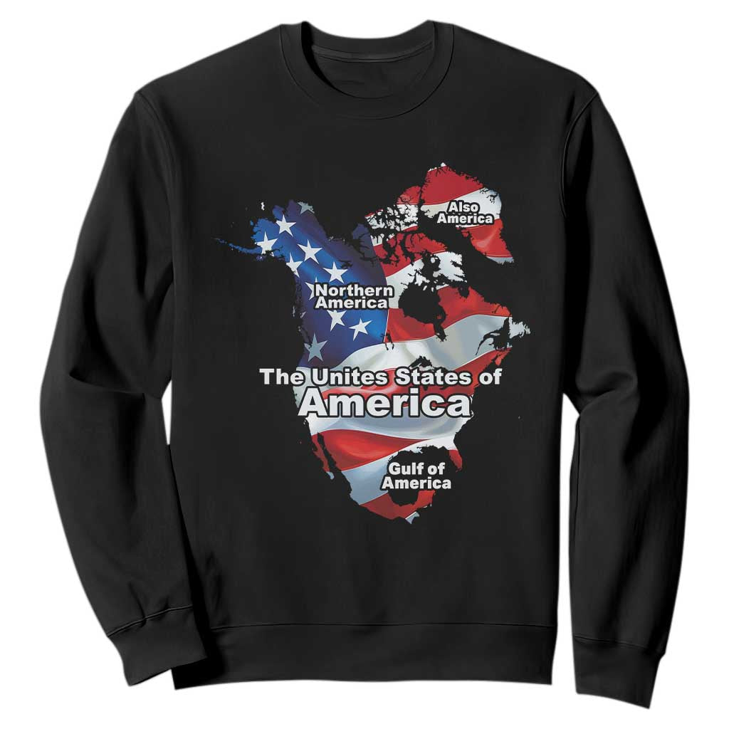 Trump America's Gulf Sweatshirt Northen America Map American Flag TS02 Black Print Your Wear