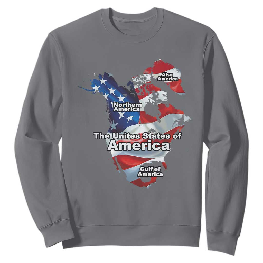 Trump America's Gulf Sweatshirt Northen America Map American Flag TS02 Charcoal Print Your Wear