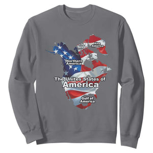 Trump America's Gulf Sweatshirt Northen America Map American Flag TS02 Charcoal Print Your Wear
