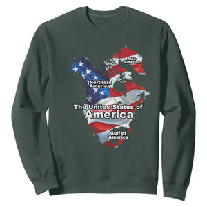 Trump America's Gulf Sweatshirt Northen America Map American Flag TS02 Dark Forest Green Print Your Wear