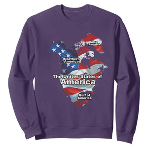 Trump America's Gulf Sweatshirt Northen America Map American Flag TS02 Purple Print Your Wear