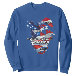 Trump America's Gulf Sweatshirt Northen America Map American Flag TS02 Royal Blue Print Your Wear
