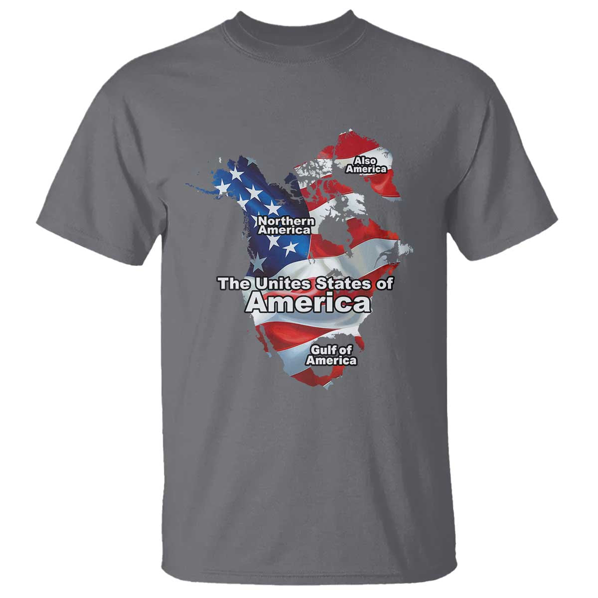 Trump America's Gulf T Shirt Northen America Map American Flag TS02 Charcoal Print Your Wear