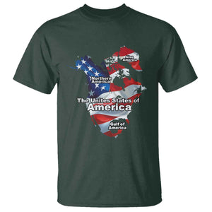 Trump America's Gulf T Shirt Northen America Map American Flag TS02 Dark Forest Green Print Your Wear