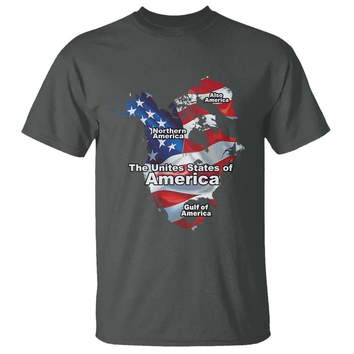 Trump America's Gulf T Shirt Northen America Map American Flag TS02 Dark Heather Print Your Wear