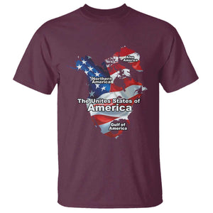 Trump America's Gulf T Shirt Northen America Map American Flag TS02 Maroon Print Your Wear