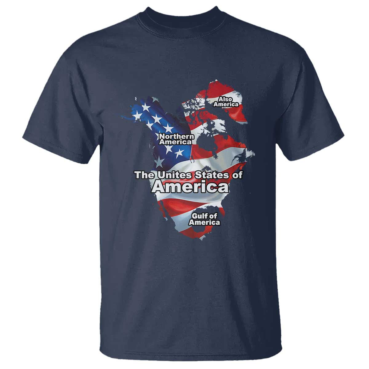 Trump America's Gulf T Shirt Northen America Map American Flag TS02 Navy Print Your Wear