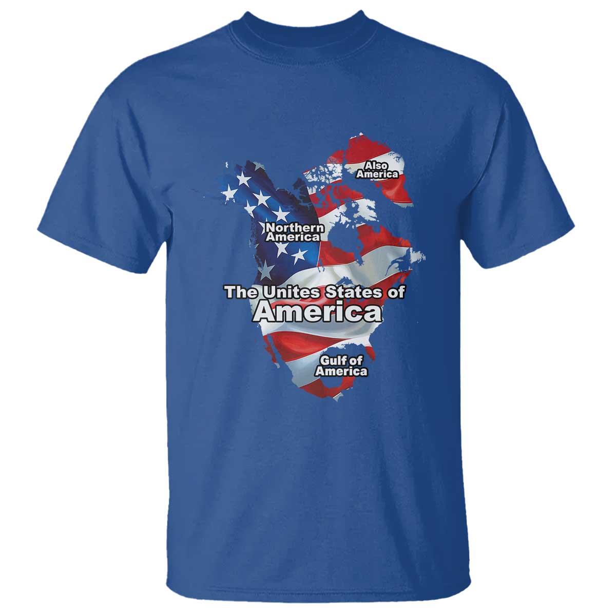 Trump America's Gulf T Shirt Northen America Map American Flag TS02 Royal Blue Print Your Wear