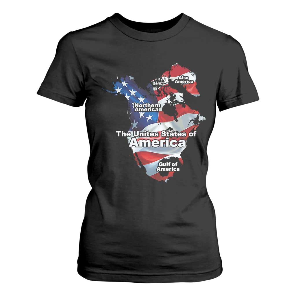 Trump America's Gulf T Shirt For Women Northen America Map American Flag TS02 Black Print Your Wear