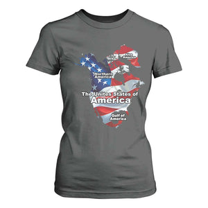 Trump America's Gulf T Shirt For Women Northen America Map American Flag TS02 Dark Heather Print Your Wear