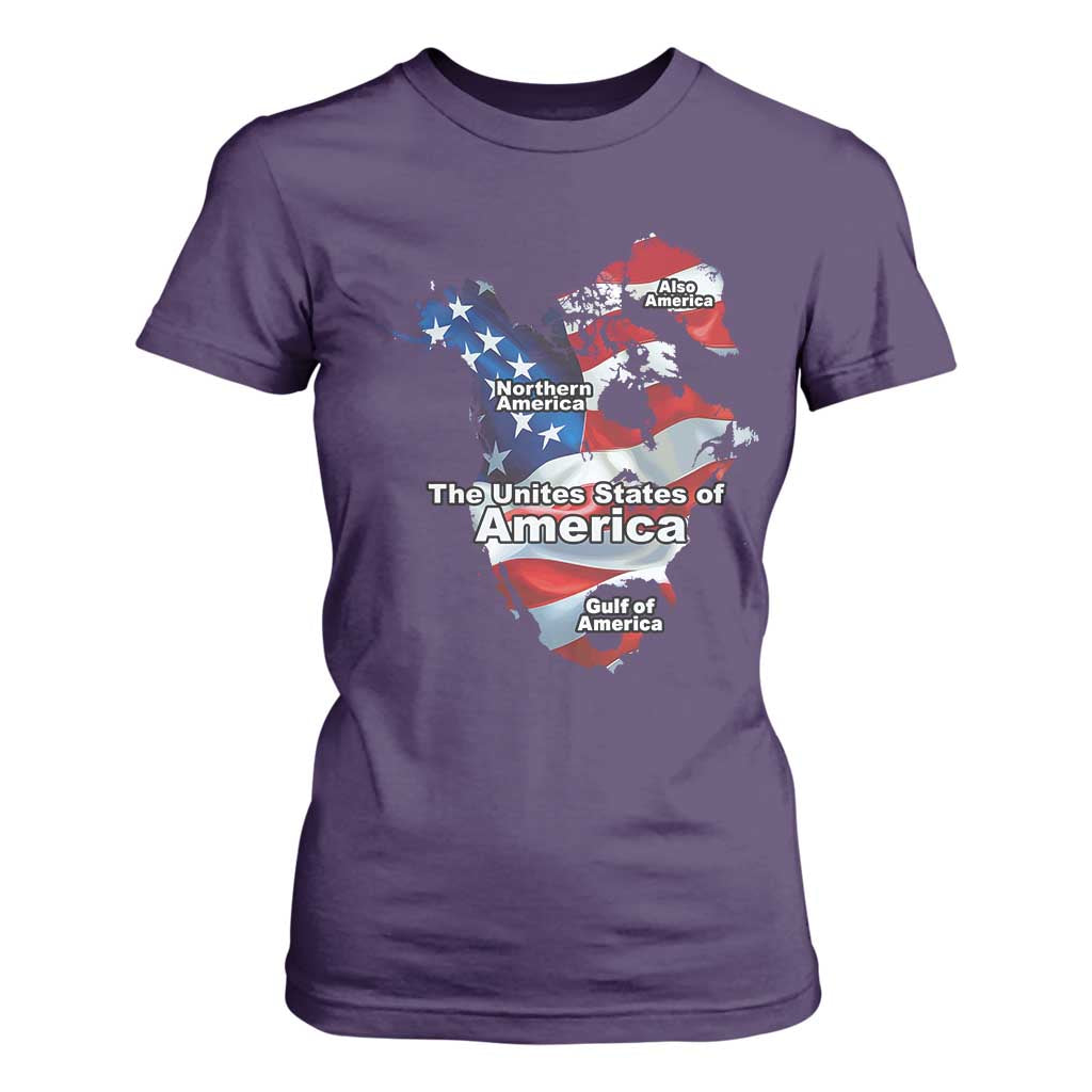 Trump America's Gulf T Shirt For Women Northen America Map American Flag TS02 Purple Print Your Wear