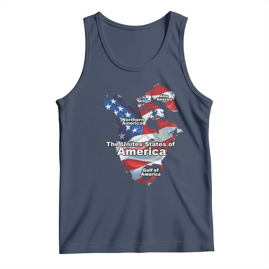 Trump America's Gulf Tank Top Northen America Map American Flag TS02 Navy Print Your Wear