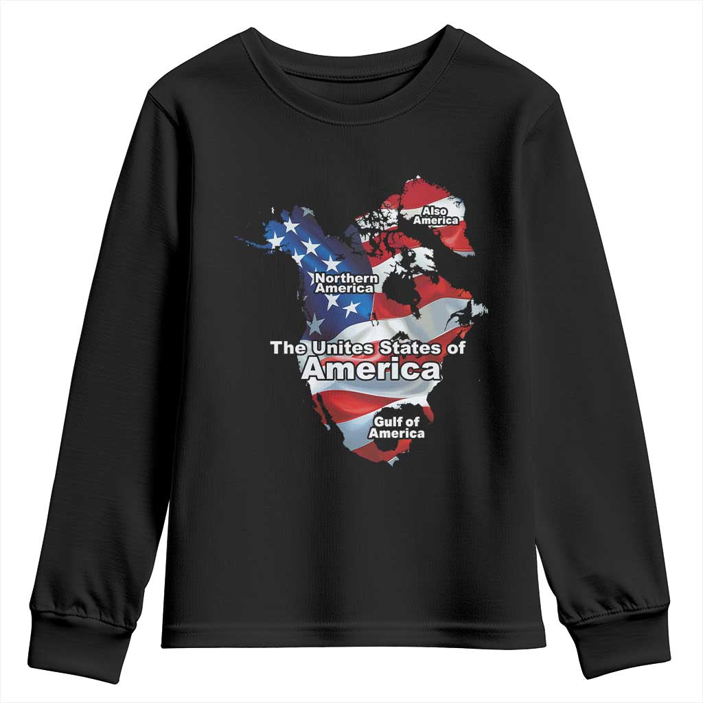 Trump America's Gulf Youth Sweatshirt Northen America Map American Flag TS02 Black Print Your Wear