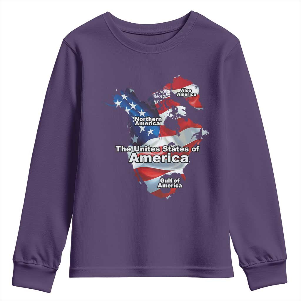 Trump America's Gulf Youth Sweatshirt Northen America Map American Flag TS02 Purple Print Your Wear