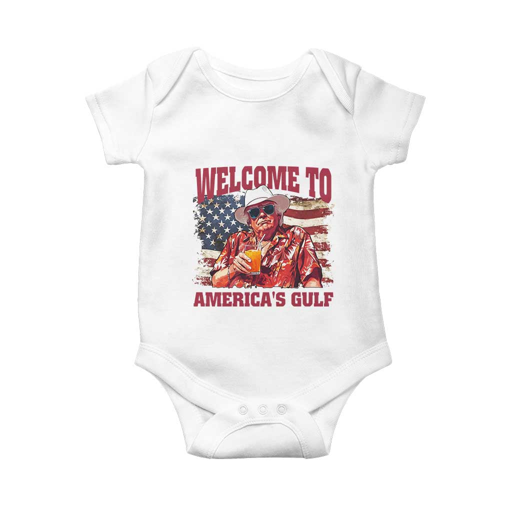 Trump Welcome To America's Gulf Baby Onesie US Flag TS02 White Print Your Wear