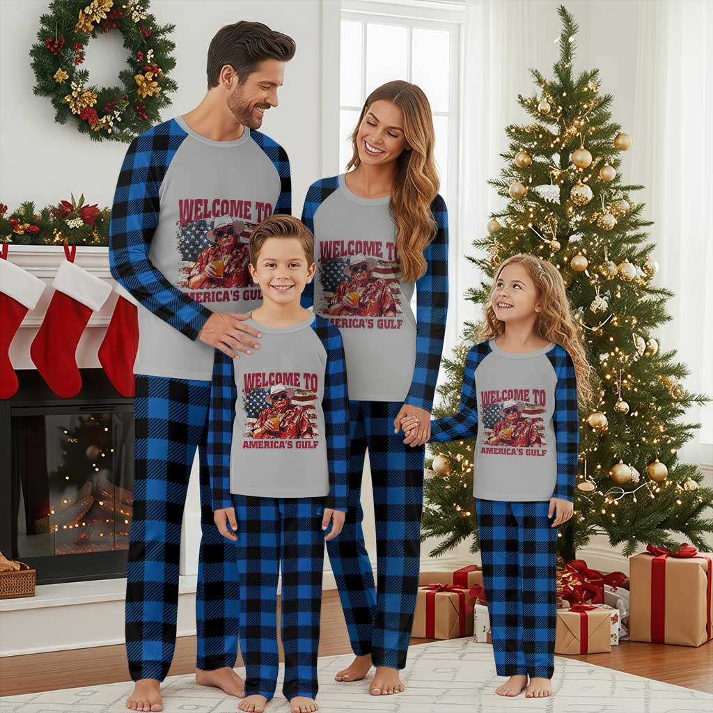 Trump Welcome To America's Gulf Plaid Pajama Set US Flag TS02 Blue Plaid Print Your Wear