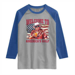 Trump Welcome To America's Gulf Raglan Shirt US Flag TS02 Sport Gray Royal Print Your Wear
