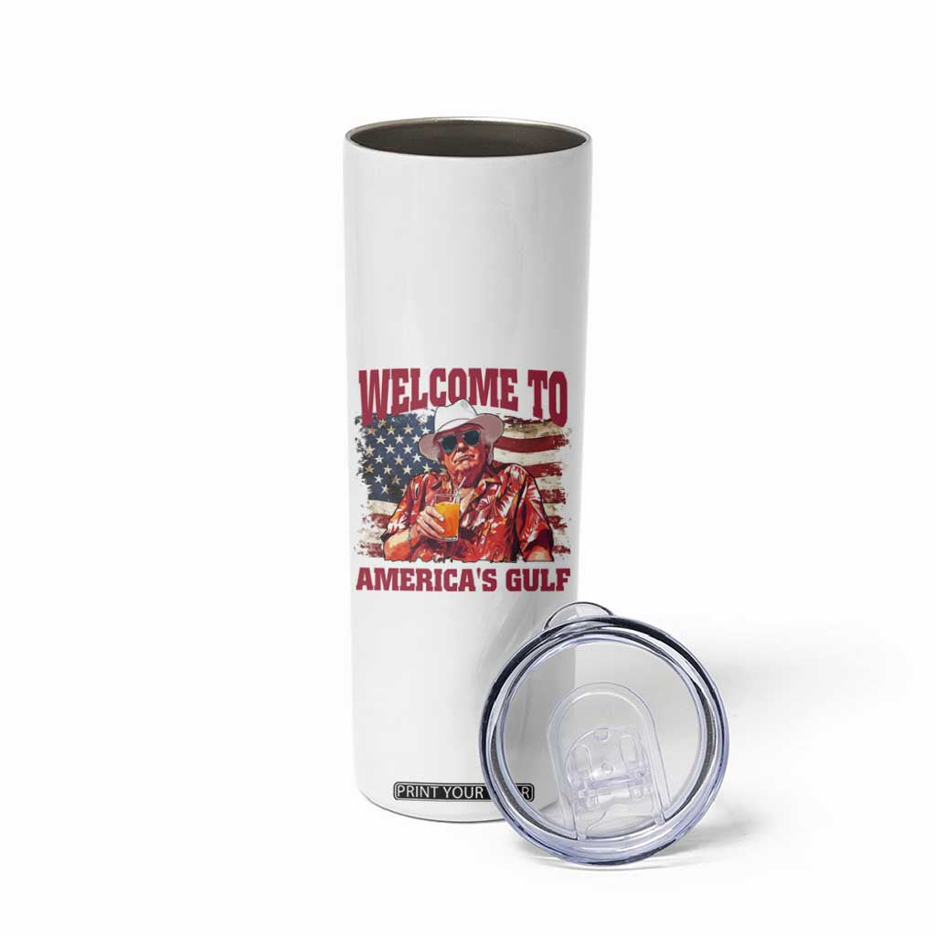 Trump Welcome To America's Gulf Skinny Tumbler US Flag TS02 Print Your Wear