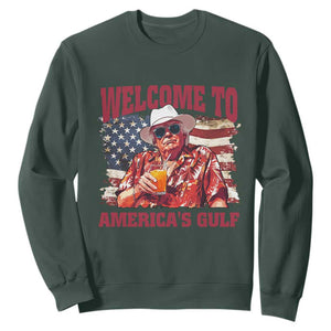 Trump Welcome To America's Gulf Sweatshirt US Flag TS02 Dark Forest Green Print Your Wear