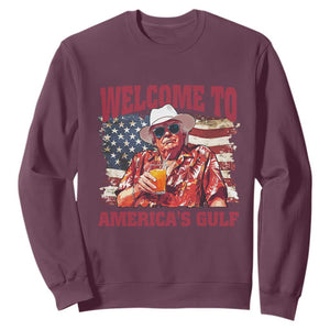 Trump Welcome To America's Gulf Sweatshirt US Flag TS02 Maroon Print Your Wear