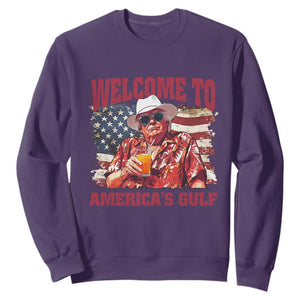 Trump Welcome To America's Gulf Sweatshirt US Flag TS02 Purple Print Your Wear