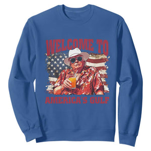 Trump Welcome To America's Gulf Sweatshirt US Flag TS02 Royal Blue Print Your Wear