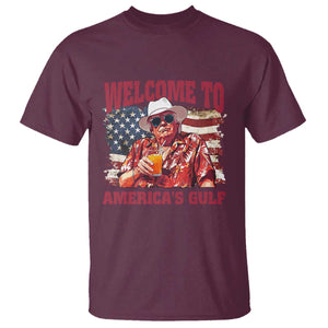 Trump Welcome To America's Gulf T Shirt US Flag TS02 Maroon Print Your Wear
