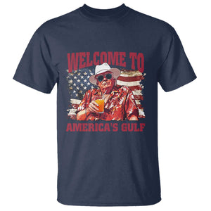 Trump Welcome To America's Gulf T Shirt US Flag TS02 Navy Print Your Wear