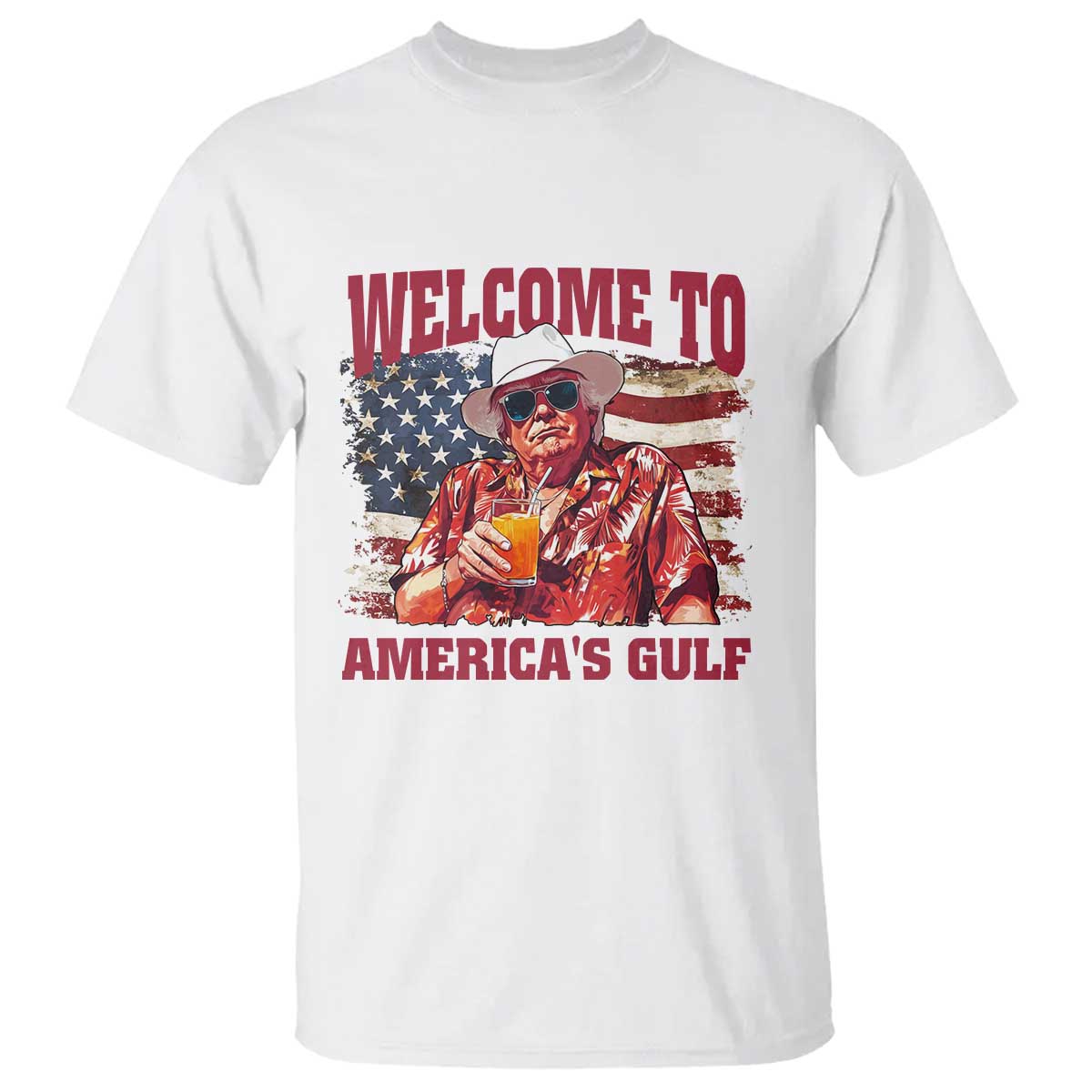 Trump Welcome To America's Gulf T Shirt US Flag TS02 White Print Your Wear