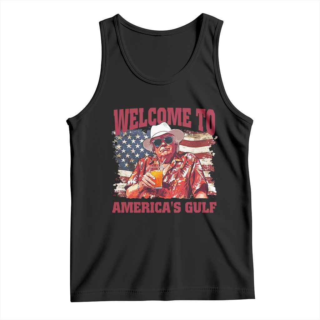 Trump Welcome To America's Gulf Tank Top US Flag TS02 Black Print Your Wear