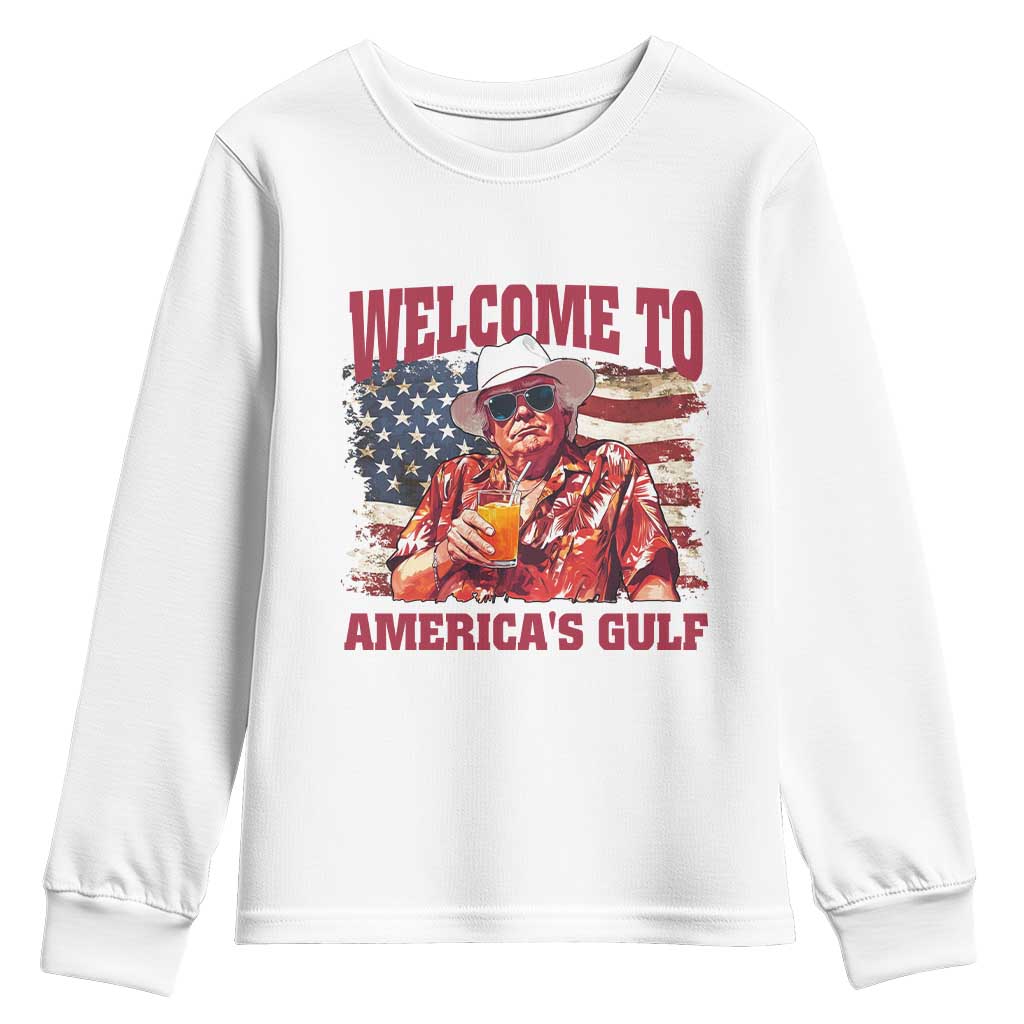 Trump Welcome To America's Gulf Youth Sweatshirt US Flag TS02 White Print Your Wear