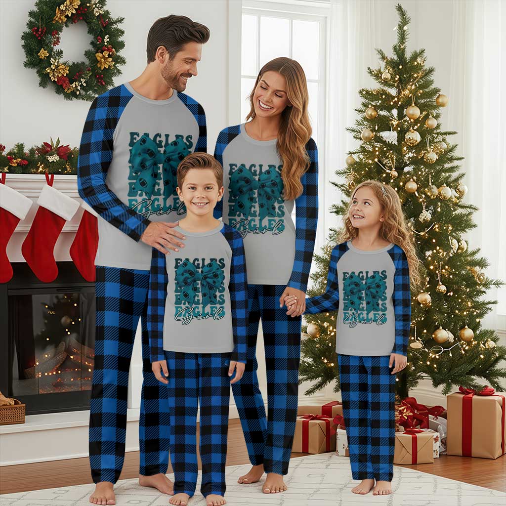 Eagle Girls Coquette Bow Retro Vintage Plaid Pajama Set TS02 Blue Plaid Print Your Wear