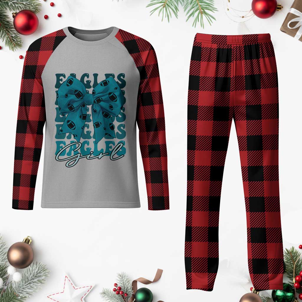 Eagle Girls Plaid Pajama Set Midnight Green Coquette Bow Retro Vintage TS02 Buffalo Plaid Print Your Wear