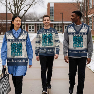 Eagle Girls V-Neck Knit Sweater Vest Midnight Green Coquette Bow Retro Vintage TS02 Beige Navy Print Your Wear