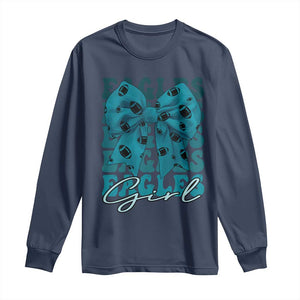 Eagle Girls Long Sleeve Shirt Midnight Green Coquette Bow Retro Vintage TS02 Navy Print Your Wear