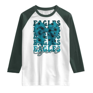 Eagle Girls Raglan Shirt Midnight Green Coquette Bow Retro Vintage TS02 White Dark Forest Green Print Your Wear