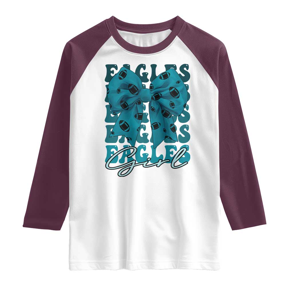 Eagle Girls Coquette Bow Retro Vintage Raglan Shirt TS02 White Maroon Print Your Wear