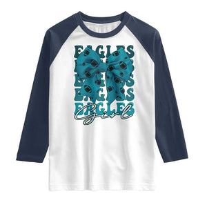 Eagle Girls Raglan Shirt Midnight Green Coquette Bow Retro Vintage TS02 White Navy Print Your Wear