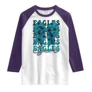 Eagle Girls Coquette Bow Retro Vintage Raglan Shirt TS02 White Purple Print Your Wear