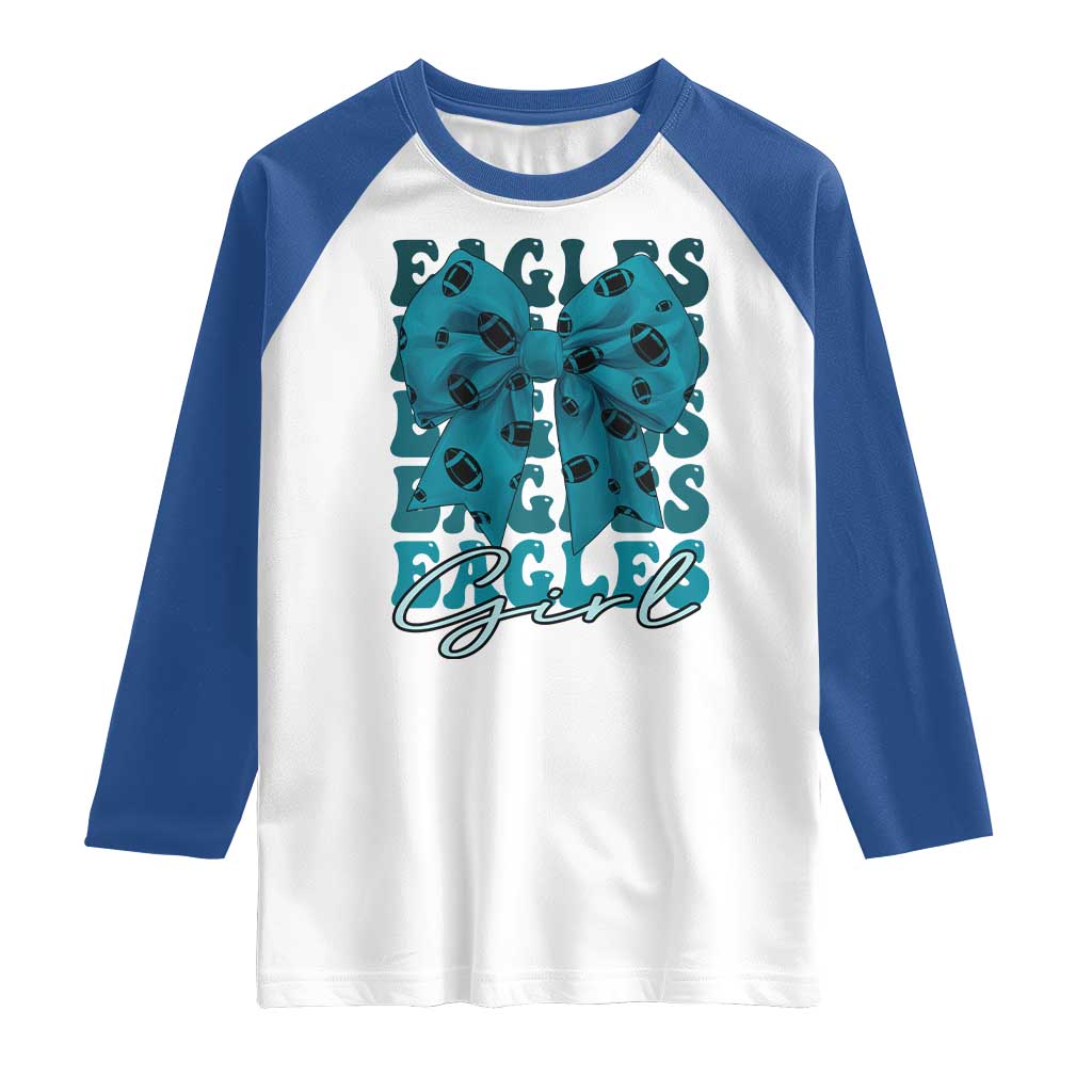 Eagle Girls Coquette Bow Retro Vintage Raglan Shirt TS02 White Royal Print Your Wear