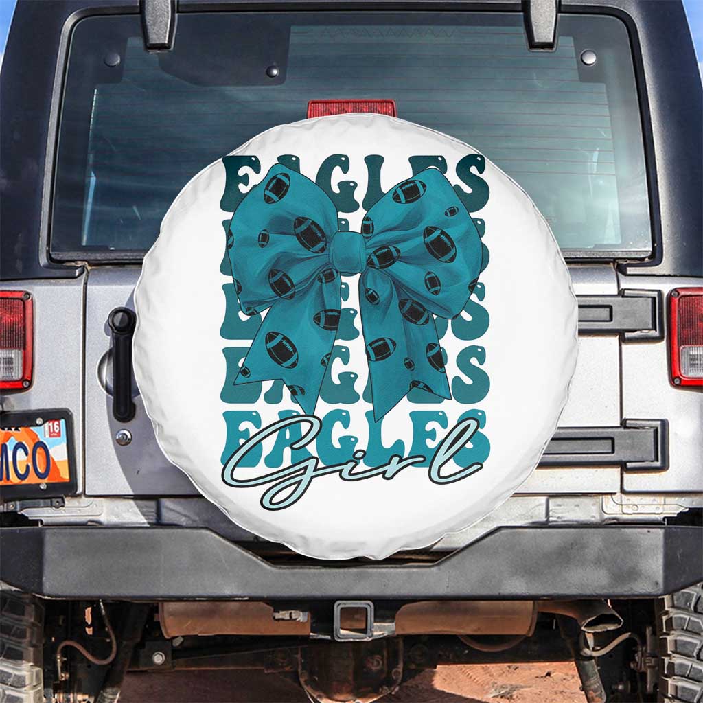 Eagle Girls Spare Tire Cover Midnight Green Coquette Bow Retro Vintage TS02 No hole White Print Your Wear