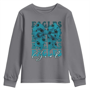 Eagle Girls Youth Sweatshirt Midnight Green Coquette Bow Retro Vintage TS02 Charcoal Print Your Wear