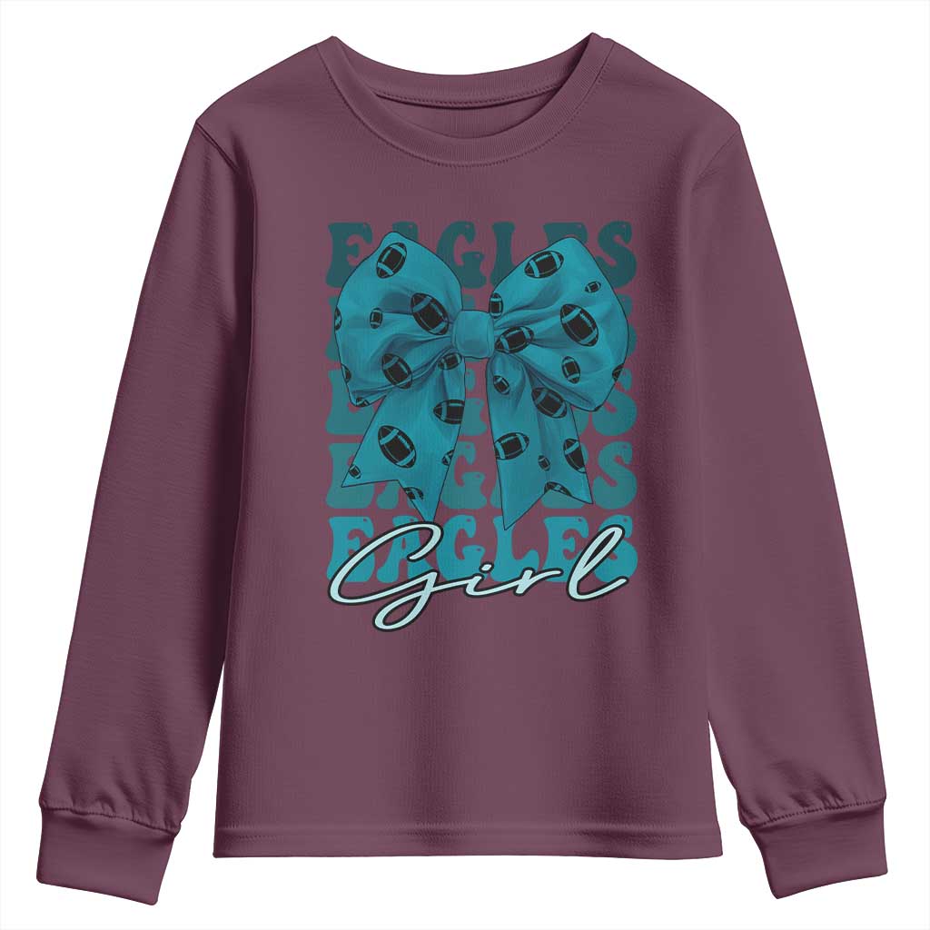 Eagle Girls Coquette Bow Retro Vintage Youth Sweatshirt TS02 Maroon Print Your Wear