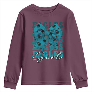 Eagle Girls Youth Sweatshirt Midnight Green Coquette Bow Retro Vintage TS02 Maroon Print Your Wear