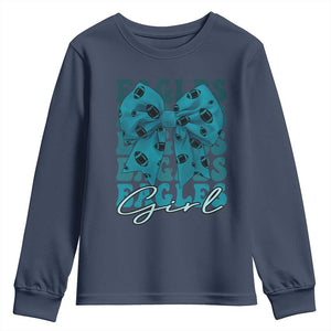 Eagle Girls Youth Sweatshirt Midnight Green Coquette Bow Retro Vintage TS02 Navy Print Your Wear