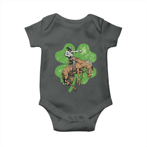 St Patrick's Day Lucky Cowboy Baby Onesie Retro Vintage Clover TS02 Dark Heather Print Your Wear