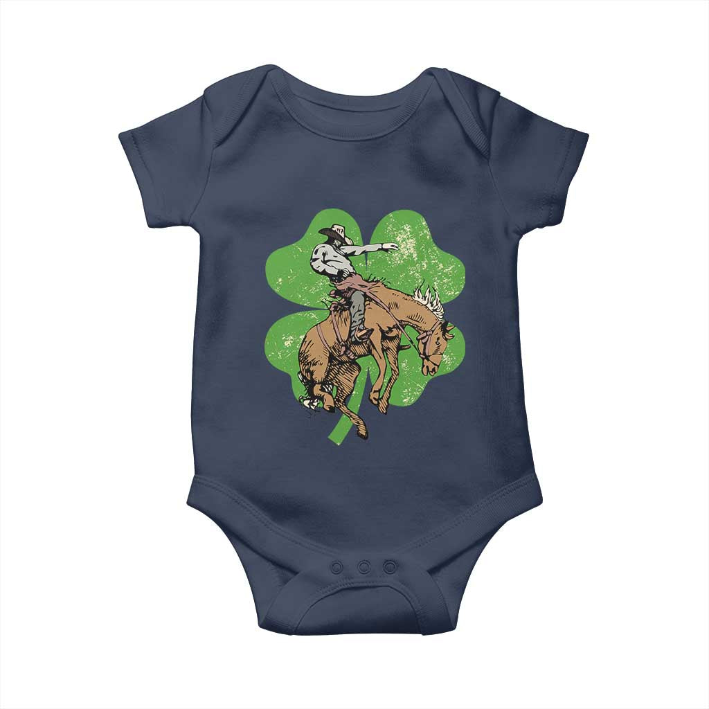 St Patrick's Day Lucky Cowboy Baby Onesie Retro Vintage Clover TS02 Navy Print Your Wear