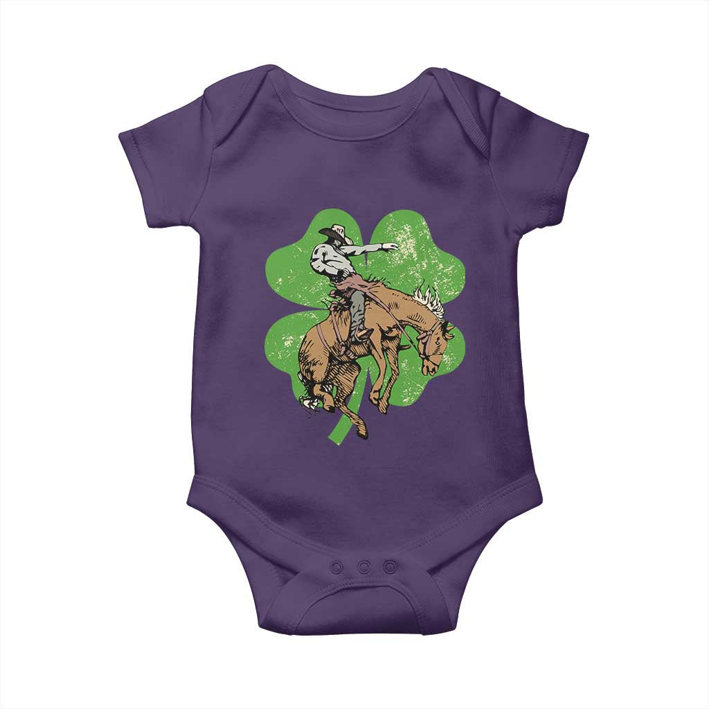 St Patrick's Day Lucky Cowboy Baby Onesie Retro Vintage Clover TS02 Purple Print Your Wear