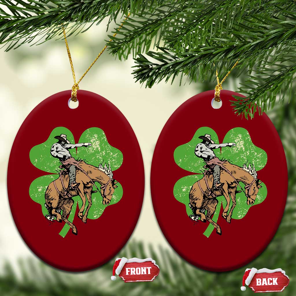 St Patrick's Day Lucky Cowboy Ceramic Ornament Retro Vintage Clover TS02 Print Your Wear